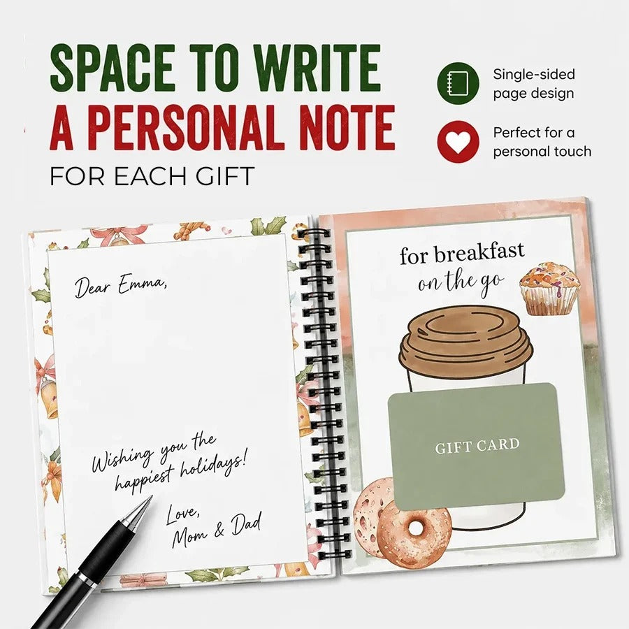 🎁70% OFF!!!-Ready for Christmas!🎅Christmas Gift Card Book, DIY Spiral-Bound Christmas Gift Card Holder Book🎁Personalized Xmas Gifts for Family, Festive & Party Supplies