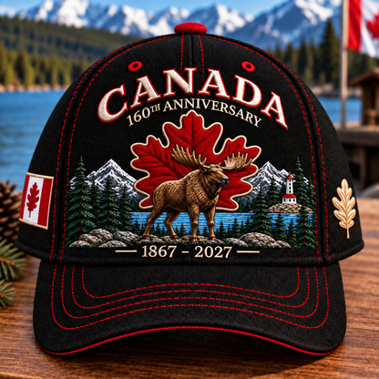🔥🍁 Canada 160th Anniversary 1867–2027 - Premium Embroidered Heritage Cap100% Cotton • Detailed Embroidery • Comfortable Fit