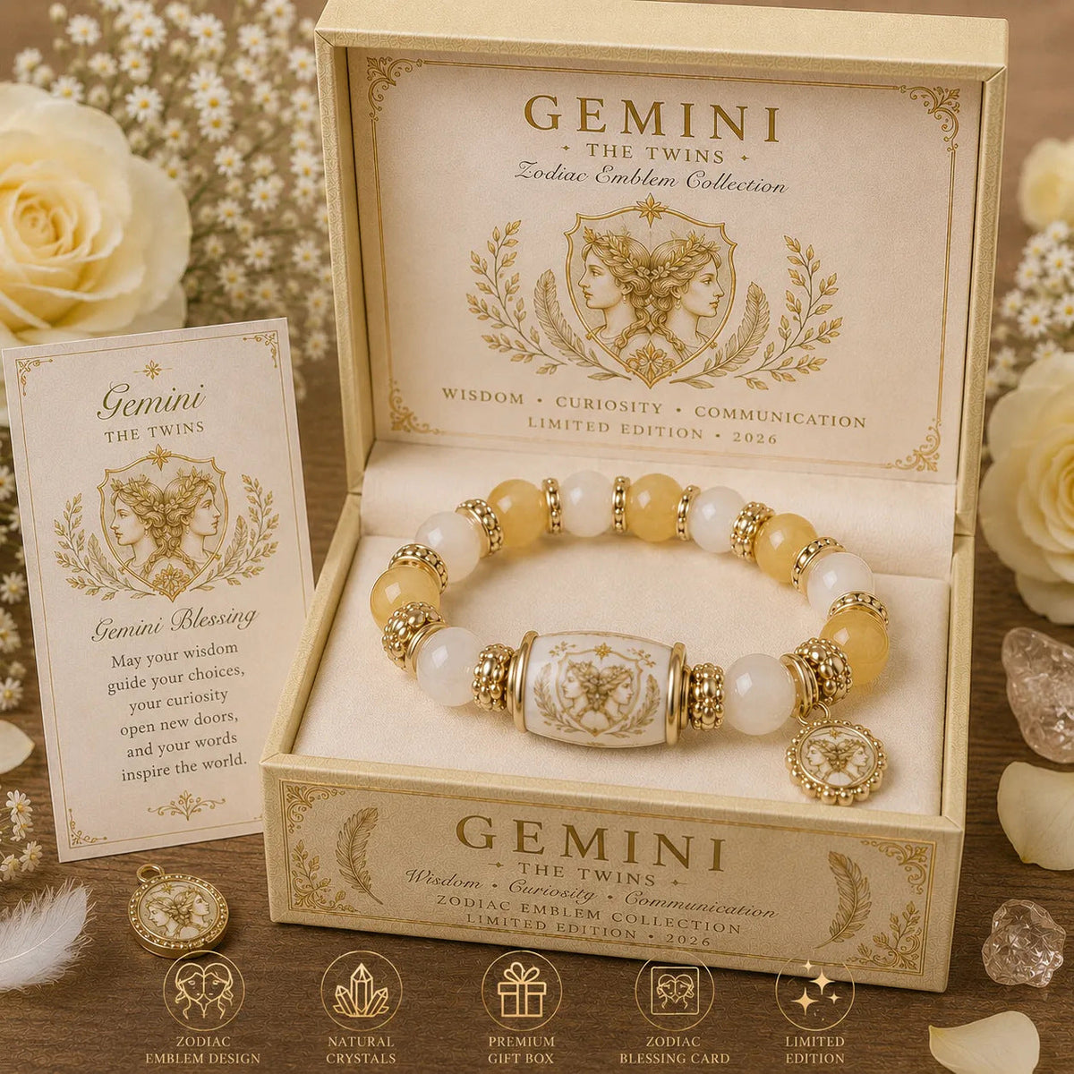 🎁 Holiday Gift Special | 12 Zodiac Natural Chalcedony Bracelet – Save 34%