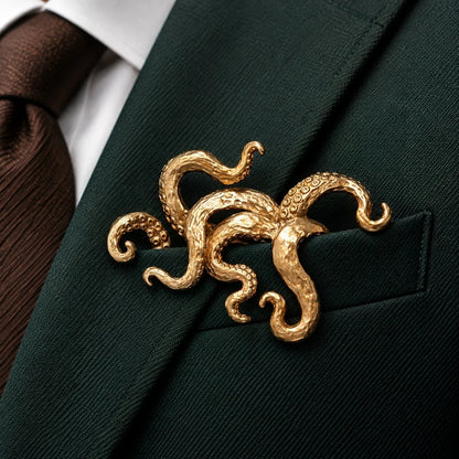 🐊 Luxury Sculpted Alligator Pocket Square – Magnetic Metal Suit Accessory ✨