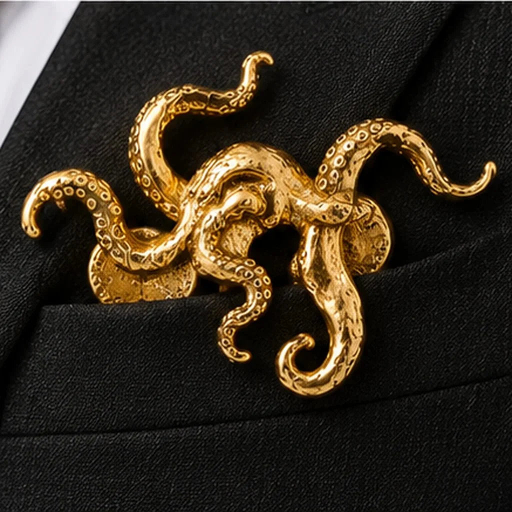 🐊 Luxury Sculpted Alligator Pocket Square – Magnetic Metal Suit Accessory ✨