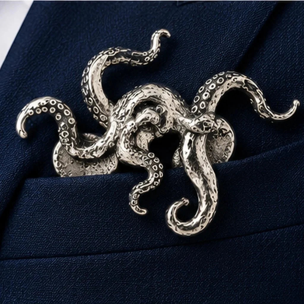 🐊 Luxury Sculpted Alligator Pocket Square – Magnetic Metal Suit Accessory ✨