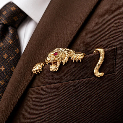 🐊 Luxury Sculpted Alligator Pocket Square – Magnetic Metal Suit Accessory ✨