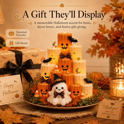 🔥 50% OFF – Halloween Pumpkin Candle Holder with Ghost Decor 🎃👻