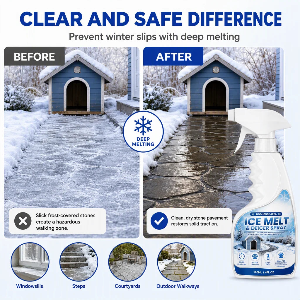 ❄️ Outdoor Ice Melting Spray – Easy Ice & Frost Removal for Steps, Patios & Walkways🍀