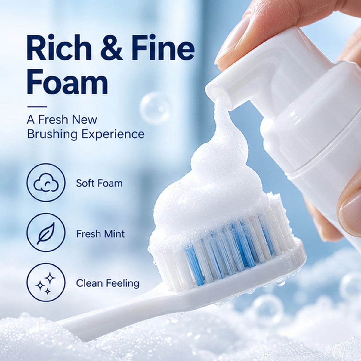 ✨ 8-Active Bright Complex™ – Niacinamide Whitening Foam Toothpaste | Deep Clean & Fresh Breath 🦷❄️
