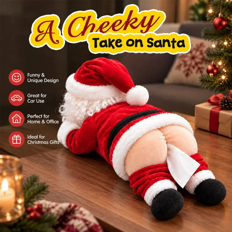 🎅😂 Funny Santa Butt Tissue Box – Hilarious Christmas Decor & White Elephant Gift 🎁