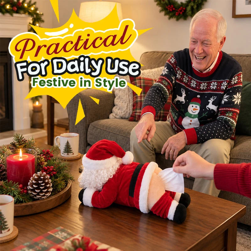 🎅😂 Funny Santa Butt Tissue Box – Hilarious Christmas Decor & White Elephant Gift 🎁