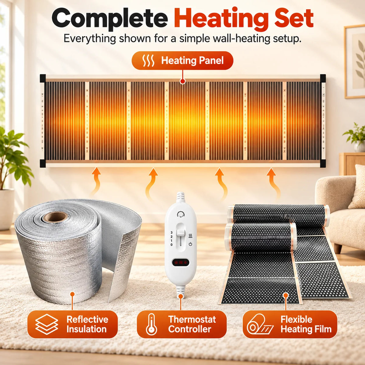 🔥3-Second Rapid Heating Honeycomb Graphene Far-Infrared Ceramic Wall Heater – Low Noise & Energy Efficient Indoor Wall Mount Heater