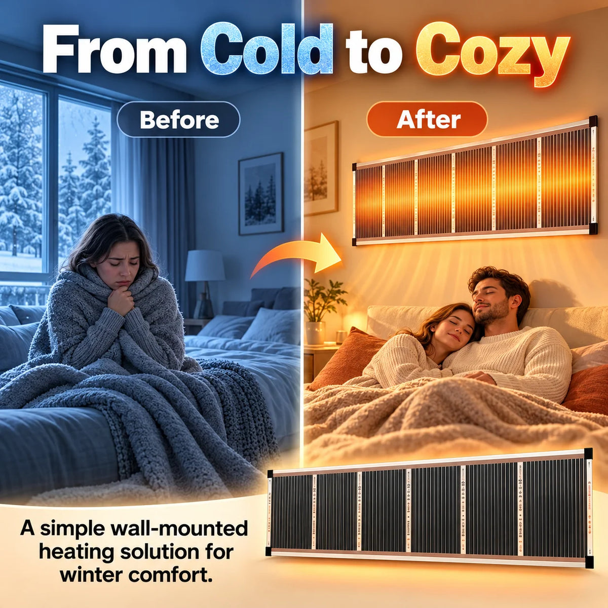 🔥3-Second Rapid Heating Honeycomb Graphene Far-Infrared Ceramic Wall Heater – Low Noise & Energy Efficient Indoor Wall Mount Heater