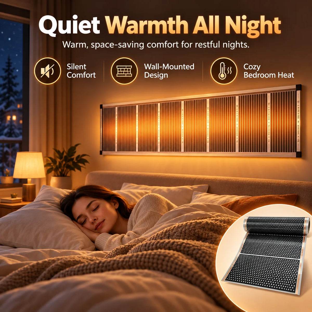 🔥3-Second Rapid Heating Honeycomb Graphene Far-Infrared Ceramic Wall Heater – Low Noise & Energy Efficient Indoor Wall Mount Heater