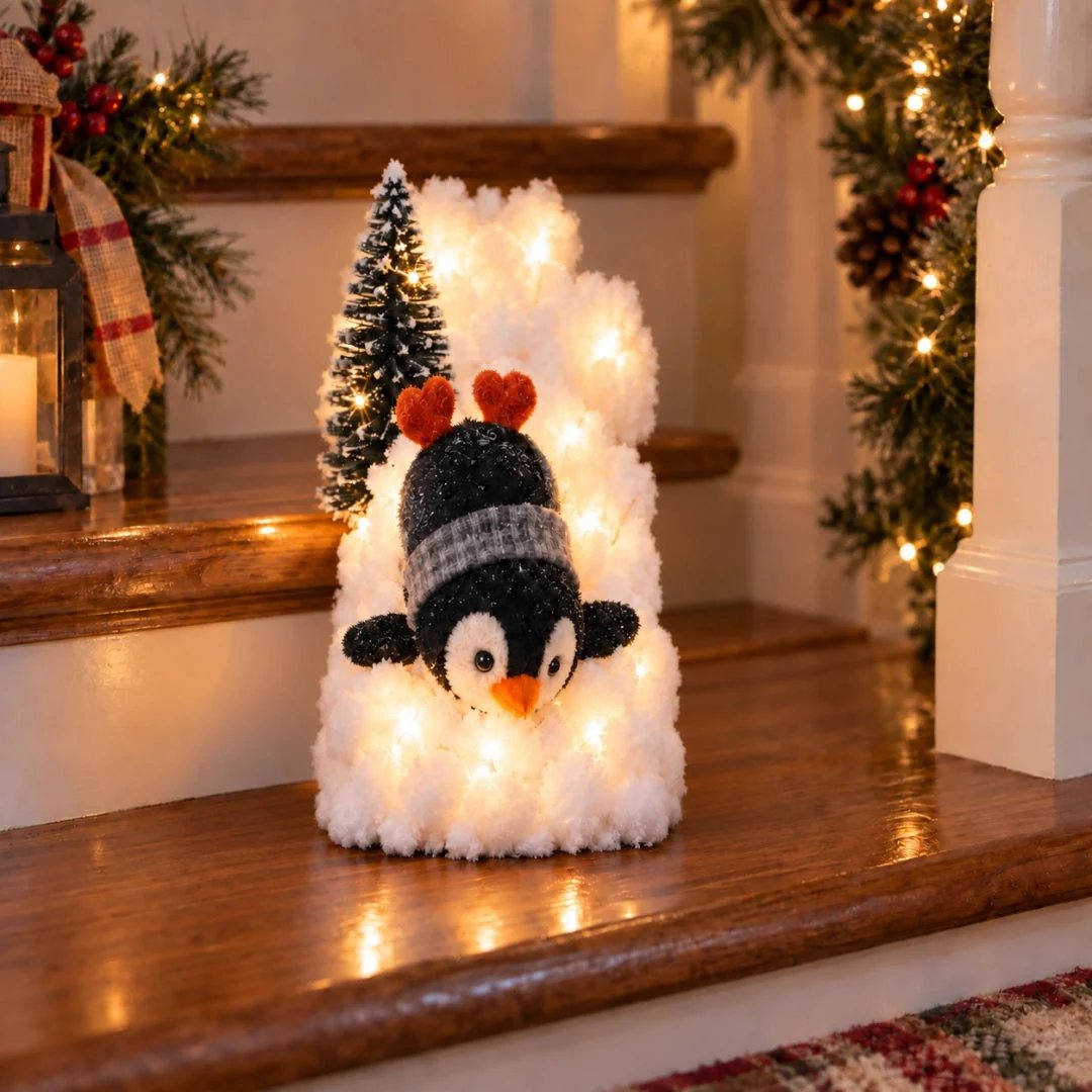 🐧🎄 Holiday Special | Lighted Penguin Snowy Stair Décor – Save 38%