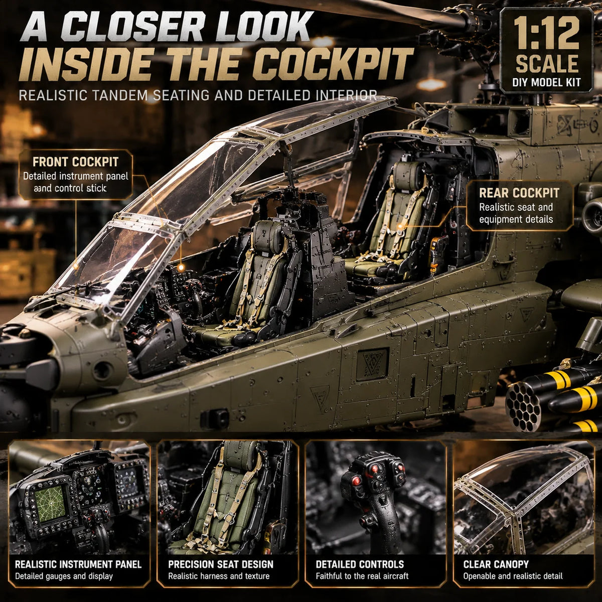 🔥LAST DAY 49% OFF🚁Attack Helicopter Model Kit – Build Your Own Military Aviation Legend