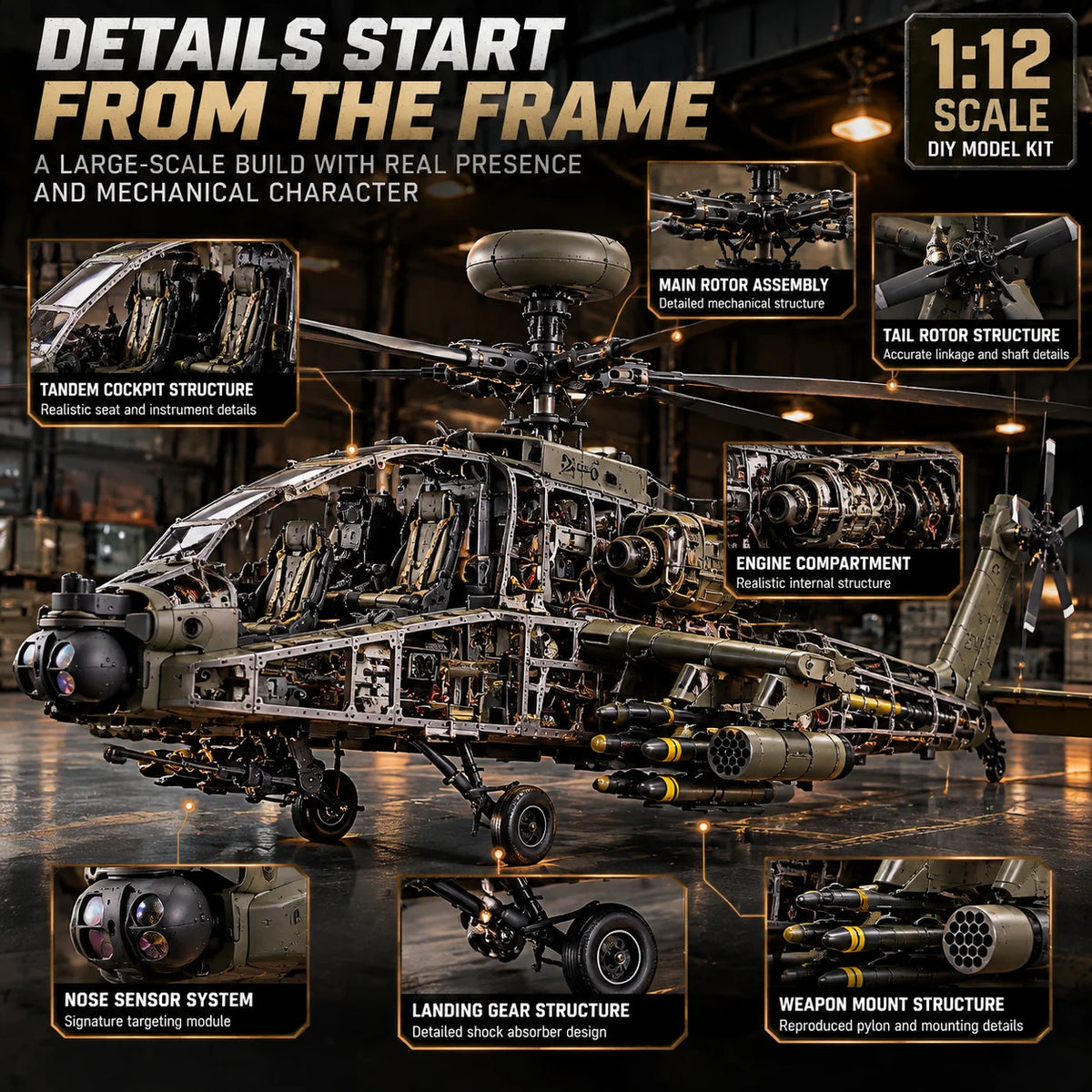 🔥LAST DAY 49% OFF🚁Attack Helicopter Model Kit – Build Your Own Military Aviation Legend
