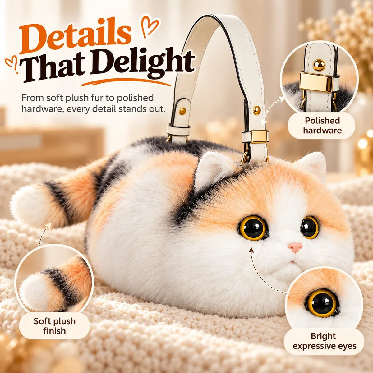 🎉🐱 Plush Cat Handbag – Ultra-Soft Kitty Purse for Cat Lovers & Cute Everyday Outfits