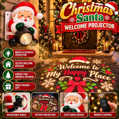 🎅✨ Santa Christmas Welcome Projector – Magical Holiday Greeting Light with Remote Control & Adjustable Angle 🎄