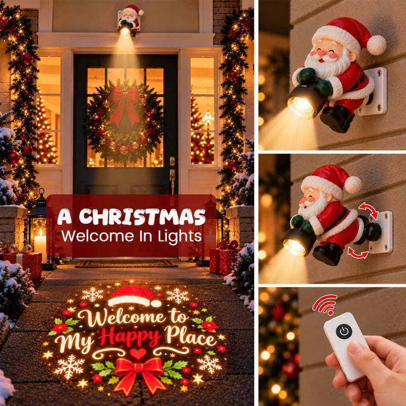 🎅✨ Santa Christmas Welcome Projector – Magical Holiday Greeting Light with Remote Control & Adjustable Angle 🎄