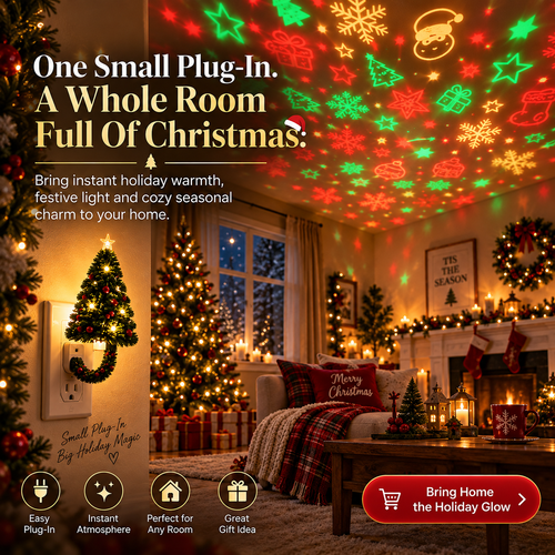 🎄 Christmas Tree Plug-In Projector Night Light – Instant Holiday Magic for Walls & Ceilings