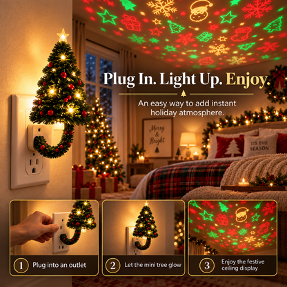 🎄 Christmas Tree Plug-In Projector Night Light – Instant Holiday Magic for Walls & Ceilings