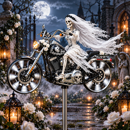 💀🏍️Halloween Motorcycle Garden Windmill™🎃Spooky Biker Yard Spinner & Outdoor Decor