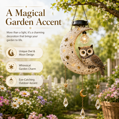 🌙 Solar Owl Moon Garden Light 🦉 | Magical Outdoor Yard Decor