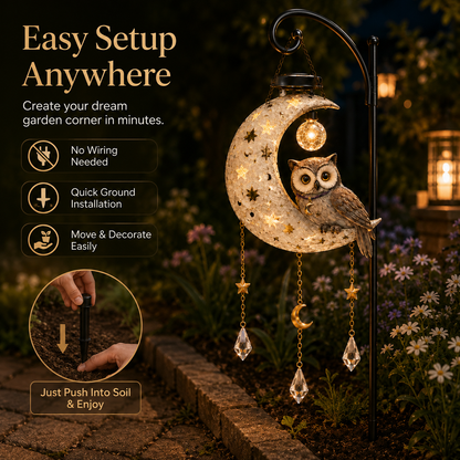 🌙 Solar Owl Moon Garden Light 🦉 | Magical Outdoor Yard Decor