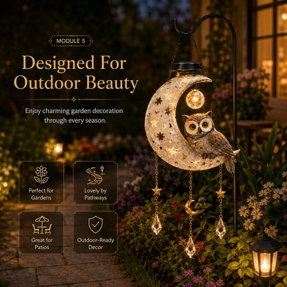 🌙 Solar Owl Moon Garden Light 🦉 | Magical Outdoor Yard Decor