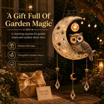 🌙 Solar Owl Moon Garden Light 🦉 | Magical Outdoor Yard Decor