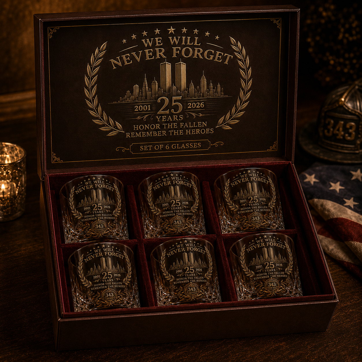750ml Memorial Decanter + 1 Glass Gift Set