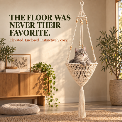 ✨ Limited-Time 42% OFF | Handwoven Elevated Cat Perch – Cozy Boho Retreat for Cats