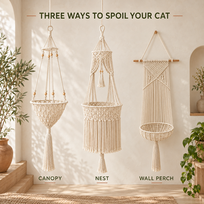 ✨ Limited-Time 42% OFF | Handwoven Elevated Cat Perch – Cozy Boho Retreat for Cats