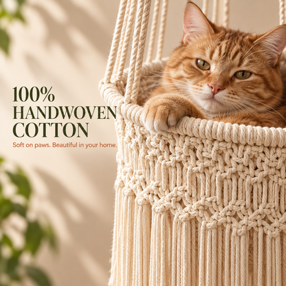 ✨ Limited-Time 42% OFF | Handwoven Elevated Cat Perch – Cozy Boho Retreat for Cats