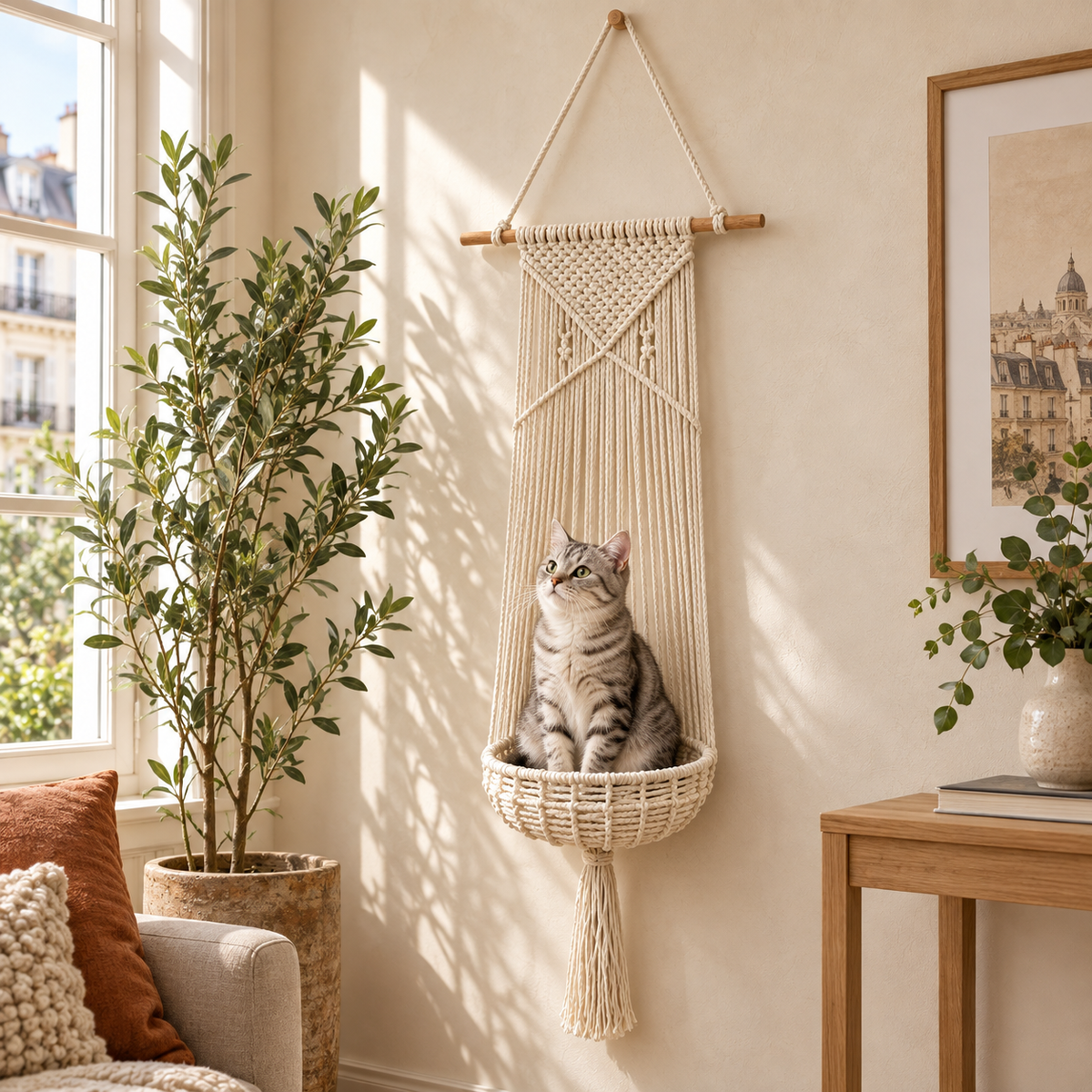 ✨ Limited-Time 42% OFF | Handwoven Elevated Cat Perch – Cozy Boho Retreat for Cats