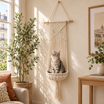 ✨ Limited-Time 42% OFF | Handwoven Elevated Cat Perch – Cozy Boho Retreat for Cats