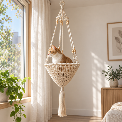 ✨ Limited-Time 42% OFF | Handwoven Elevated Cat Perch – Cozy Boho Retreat for Cats