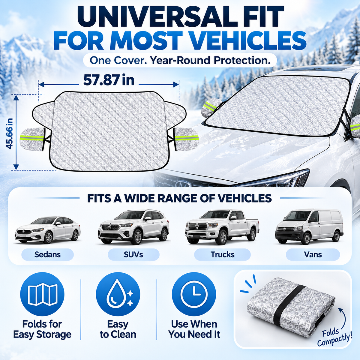 ❄️🚗 Winter Prep Special | 4-Layer Magnetic Windshield Snow Cover – Bundle & Save
