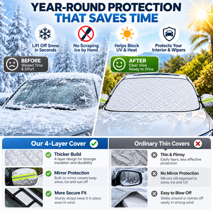❄️🚗 Winter Prep Special | 4-Layer Magnetic Windshield Snow Cover – Bundle & Save