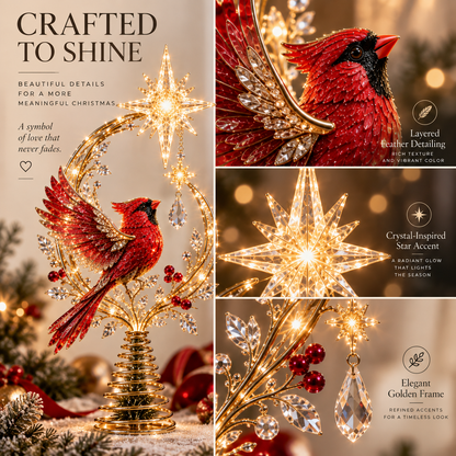 ✨ Holiday Special | Cardinal Heaven’s Light Tree Topper – A Radiant Symbol of Love & Christmas Memory