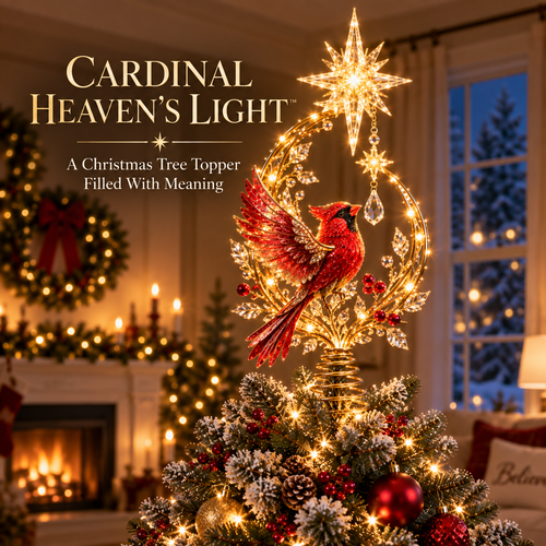✨ Holiday Special | Cardinal Heaven’s Light Tree Topper – A Radiant Symbol of Love & Christmas Memory