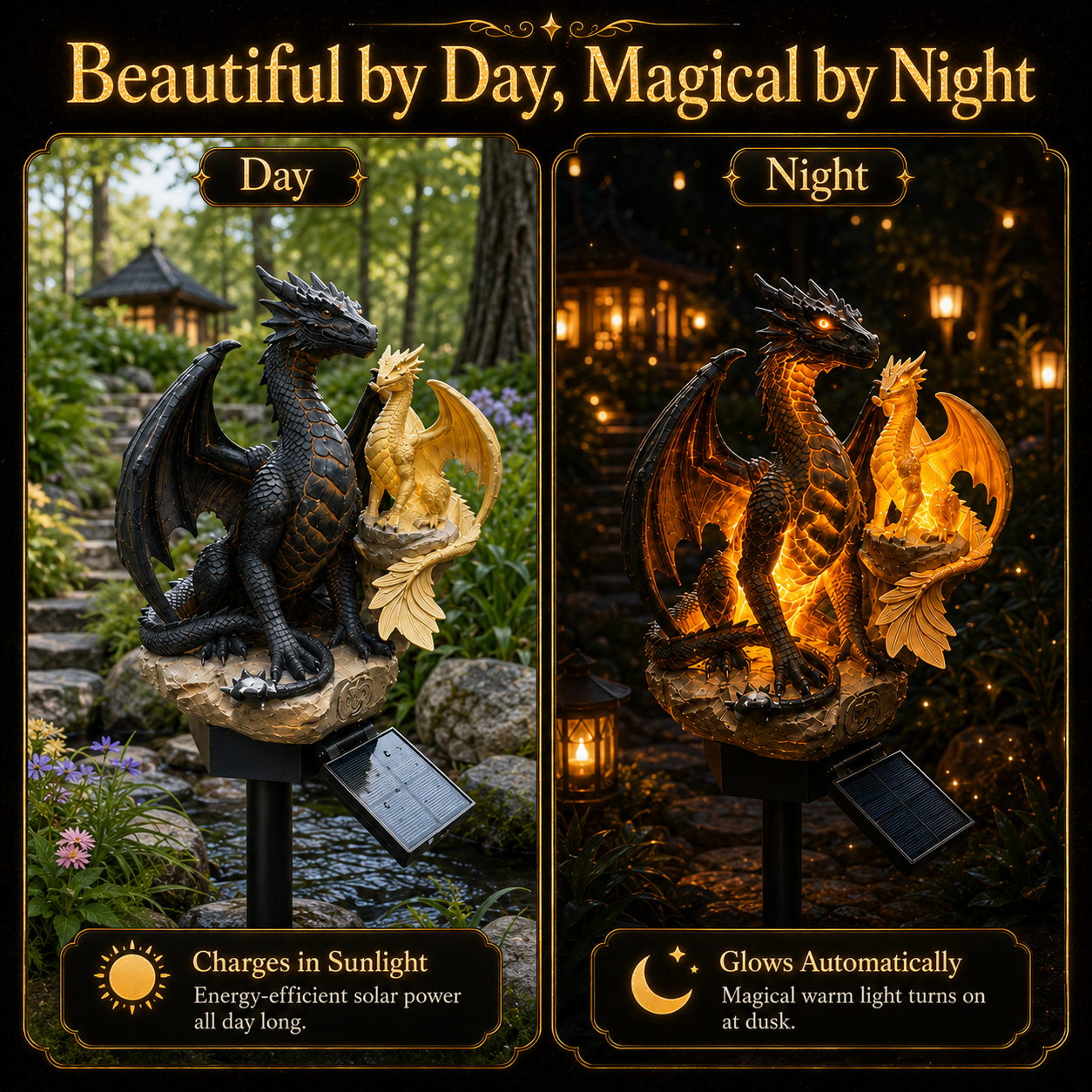 💜🔥 50% OFF – Amethyst Crystal Dragon Solar Garden Light 🐉