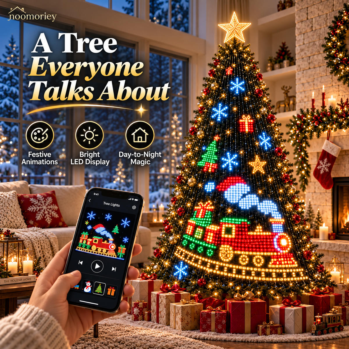 🎄✨LuminaTree™ Pro - Smart DIY App-Controlled LED Christmas Tree Lights with Custom Holiday Patterns