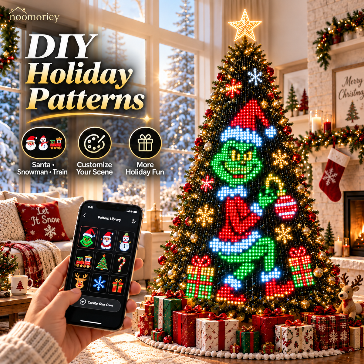 🎄✨LuminaTree™ Pro - Smart DIY App-Controlled LED Christmas Tree Lights with Custom Holiday Patterns