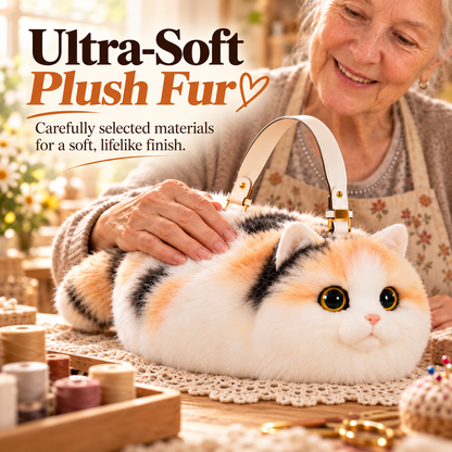 🐱❤️ 100% Handmade Plush Cat Handbag – Ultra-Soft Lifelike Kitty Purse, Crafted with Love