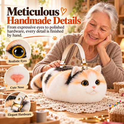 🐱❤️ 100% Handmade Plush Cat Handbag – Ultra-Soft Lifelike Kitty Purse, Crafted with Love