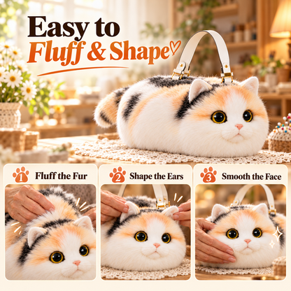 🐱❤️ 100% Handmade Plush Cat Handbag – Ultra-Soft Lifelike Kitty Purse, Crafted with Love