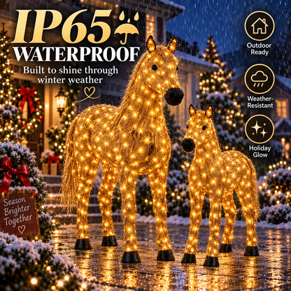 ✨🐎 Light-Up Christmas Horse & Foal – Warm White Holiday Glow