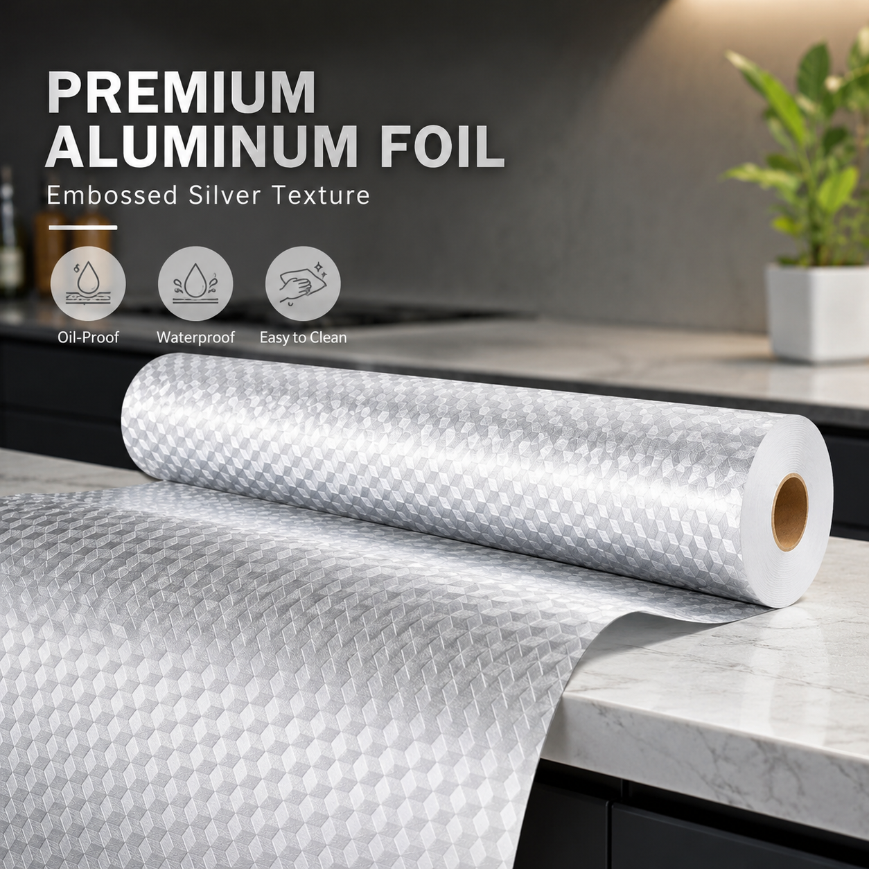Stainless Steel Kitchen Oil-Proof Adhesive Wallpaper Roll