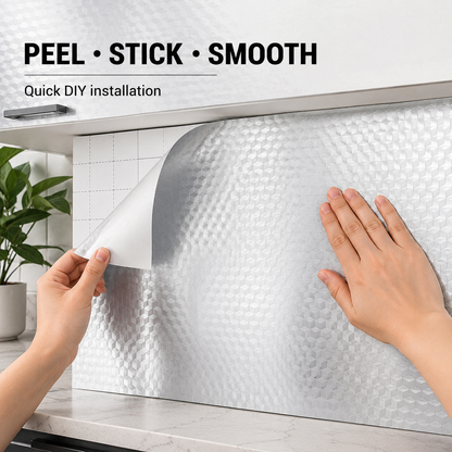 Stainless Steel Kitchen Oil-Proof Adhesive Wallpaper Roll