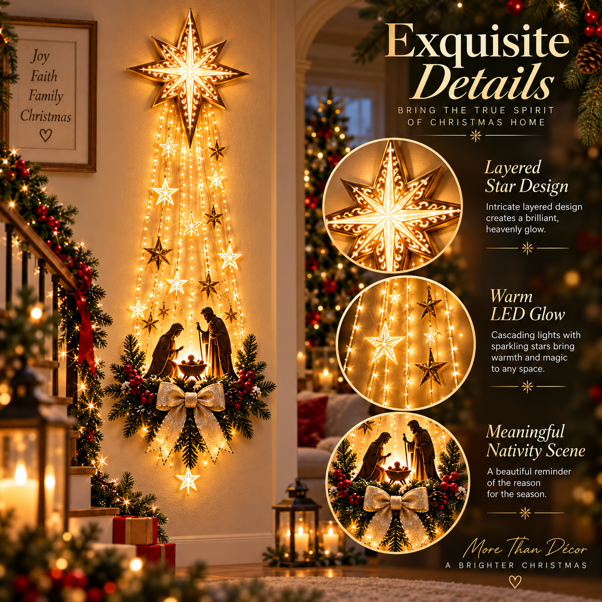 ✝️ "Bethlehem Star of Faith™" — Light-Up Nativity Scene Wall Decor