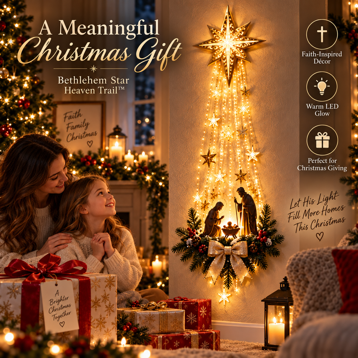 ✝️ "Bethlehem Star of Faith™" — Light-Up Nativity Scene Wall Decor